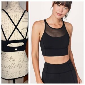 lululemon athletica Black High-Neck Mesh Crop Sports Bra